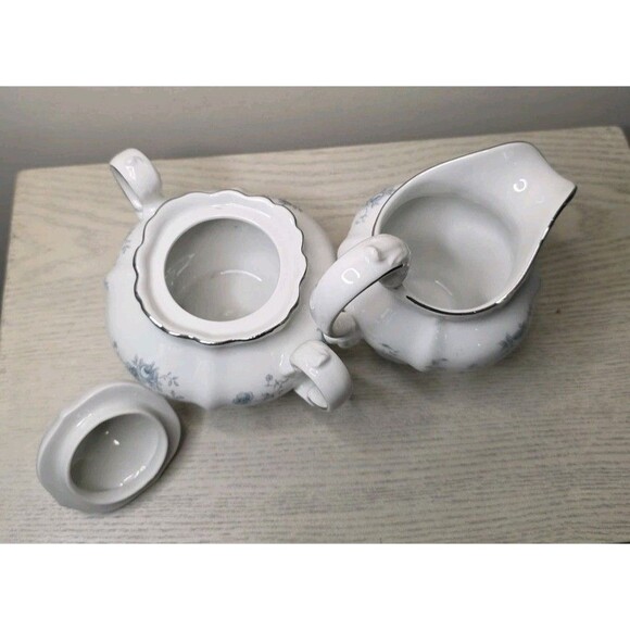 Vintage Johann Haviland Blue Garland Fine China Sugar Bowl & Creamer SET - Picture 9 of 11